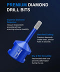 Heavy Duty 2 Pack 5/8 Inch Diamond Hole Saw And Vacuum Brazed Wet Dry Core Bit For Porcelain Tile with blue design and diamond tip.