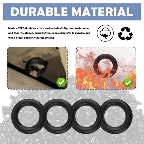 4 Pack Heavy Duty Rubber Exhaust Hangers O Rings Muffler Supports To Reduce Vibration Minimize Cabin Noise And Secure Exhaust Pipe