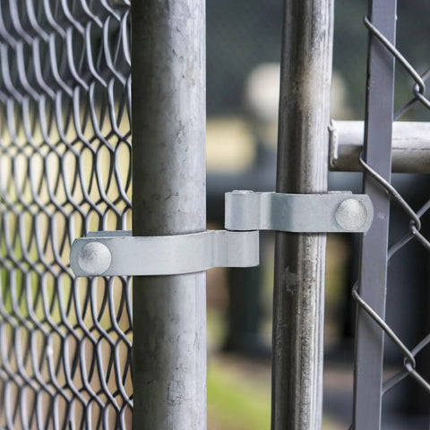 Installed 4 Pack Chain Link Fence Gate Hinges Set 2 3 8 Inch Post To 1 3 8 Inch Frame Heavy Duty Galvanized Steel Replacement Hinges With Nuts And Bolts Included