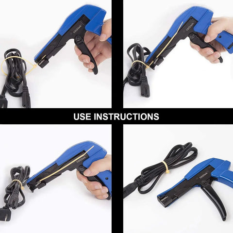 Pro Grade Cable Tie Gun For Nylon Tie Fastening And Precise Cutting Adjustable Tension For Mini To Heavy Duty Ties Blue Handle
