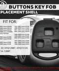 Lexus Key Fob Shell 2 Pack 3 Button Replacement Case for Keyless Entry Remote shown with models it fits