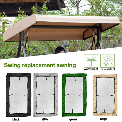 Beige 3 Seater Patio Swing Canopy Replacement Top Cover Waterproof Windproof Rainproof Sunproof 210D Oxford Cloth