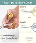 Dual Tip Sewing And Embroidery Scissors Set With Curved And Straight Blades, Extra Sharp Stainless Steel, Precise Tips, Ergonomic Rubber Handles For Comfortable Control In Small DIY Projects, 3.5 in