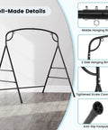 Heavy Duty Hammock Stand With A Frame For Porch Lawn Garden Backyard Supports Up To 660 Lbs Four Reinforced Crossbars Two Hanging Options indoor details view showing hanging rings and anti-slip footpads.