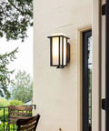 Outdoor Exterior Wall Sconce Lantern Go To Porch Lighting Weatherproof and Rust Resistant Black Finish with Frosted Glass