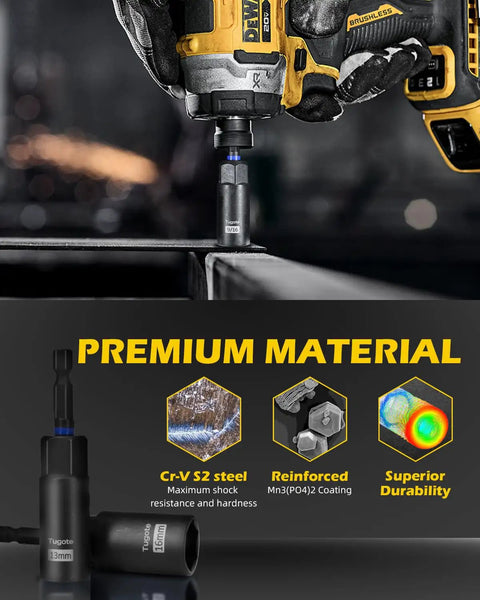 Your Go To 61 Piece Impact Nut Driver Set With Magnetic Deep Nut Drivers For Drills Metric And SAE in use on metal