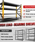 6000 Lbs Heavy Duty Metal Garage Shelving Unit 4 Tier Adjustable Storage Racks side view showing thick steel construction and sturdy frame.