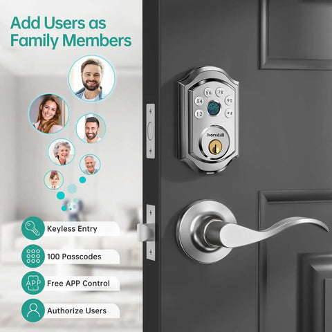 Smart Front Door Lock With Fingerprint And Bluetooth Deadbolt Keypad Entry App Control And Alexa Compatibility Auto Lock