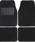 Custom Heavy Duty Floor Mats For Tesla Cybertruck 2023 To 2025, four-piece set with integrated heel pad and durable black material.