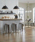 Kitchen with Tre One Light Pendant Graphite Finish With Tri Arm Industrial Shade For A Cool Industrial Vibe Vented Metal Design