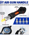 Hot air gun handle design of the Powerful 2-In-1 Hot Air Soldering Station Workhorse For Electronics PCB Repair with nozzles.