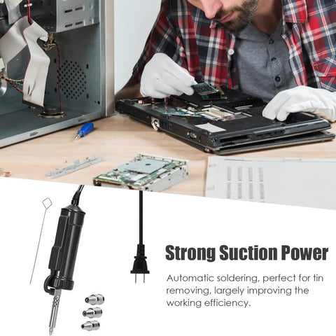 Go To Automatic Desoldering Pump For Fast Tin Removal, Electric Desoldering Gun with strong vacuum, technician repairing board