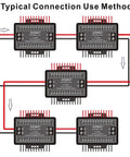 Heavy Duty Screw Terminal Block Distribution Box Module 30A 300V 2x12 Positions With Expansion Capability For Multiple Modules shown in connection setup