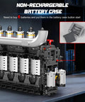 Aircraft Carrier Engine Building Set With Intelligent Chip Drive That Runs, featuring battery case and assembly details.