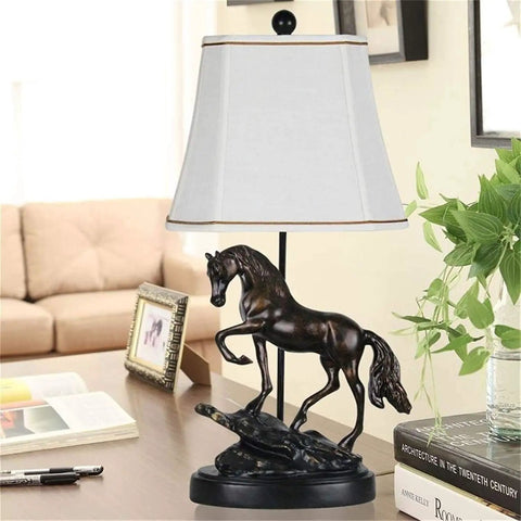 Beige Horse Themed Desk And Bedside Table Lamp For Bedroom And Learning Space A Personalized Night Light With Entrance Decor And Thanksgiving Style Cozy Home Accent For Any Room showcasing horse sculpture design.