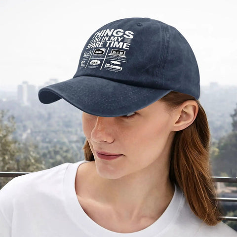 Funny Things I Do In Spare Time RV Camper Hat For Women Washed Look Practical Outdoor Cap great gift for travelers and campers