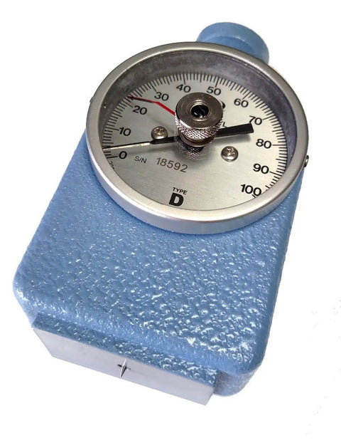 Pro Grade Hardness Tester for Coatings, Rubber and Plastics with ASTM D2240 compliance and peak reading gauge.