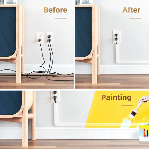 Before and after using Cable Hider For Walls 315 Inch Long Cord Covers For 2 To 3 Wires On Wall TV Cords Paintable Wire Covers.