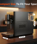 Total Game Changer Automatic Espresso Machine With Built In Grinder 20 Bar Coffee Maker Milk Frother showing compact size 17.17x12.4 inches.