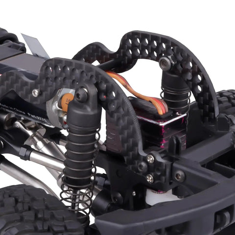 Beefy Carbon Fiber Chassis Kit For 1/18 TRX4M Bronco Defender Crawler, ECS Securing Straps, Durable Carbon Frame Close-up
