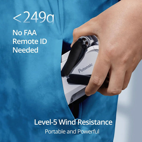 Lightweight Foldable GPS Drone With 4K EIS Camera Under 249g being placed in a pocket, showcasing portable and easy setup design.