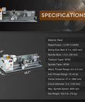 Benchtop Mini Metal Lathe 9x30 With 1100W Motor 3000 RPM LCD Display 3 Jaw Chuck Ideal For Threading Turning And Drilling