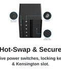 Heavy Duty 5 Bay Usb C Storage Dock with power switches, locking key, and ventilation holes for desktop backup.