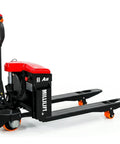 Heavy Duty Electric Pallet Jack With 3300 LB Capacity, Huge 45 By 27 Inch Forks For Easy Warehouse Moving And Logistics Truck Jobs Today, side view.