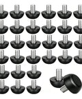 Tough As Nails M8 Adjustable Leveling Feet 32 Pack with black rubber footer and stainless steel thread for easy installation.