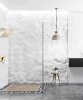 Brushed Gold Shower Faucet Trim Kit With Rough In Valve 8 Inch Square Stainless Steel Rainfall Shower Head in modern bathroom