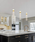Gold Crystal Pendant Light For Kitchen Island, 4000K LED Modern Adjustable Chandelier in kitchen above island countertop