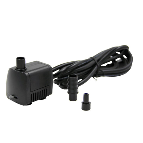 Water pump for Chill Four Tier Pelican And Driftwood Outdoor Cascading Water Fountain, includes cord and fittings for outdoor use.