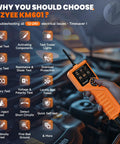 KM601 Power Circuit Probe Kit For 12V 24V Cars And Trucks, All In One Automotive Circuit Tester With Oscilloscope, Fuel Injector Signal, Battery Test, Multimeter, Short Circuit Finder, Current Probe, 30 Ft Cable, handheld orange unit