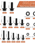 All In One Flange Bolt Set With 384 Piece Metric Assortment M6x1.0 M8x1.25 M10x1.5 Bolts 12mm To 30mm Grade Ten Point Nine