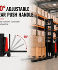90° adjustable rear push handle on 3300 LB Capacity Semi Electric Stacker And Compact Pallet Jack for flexible control in warehouses.