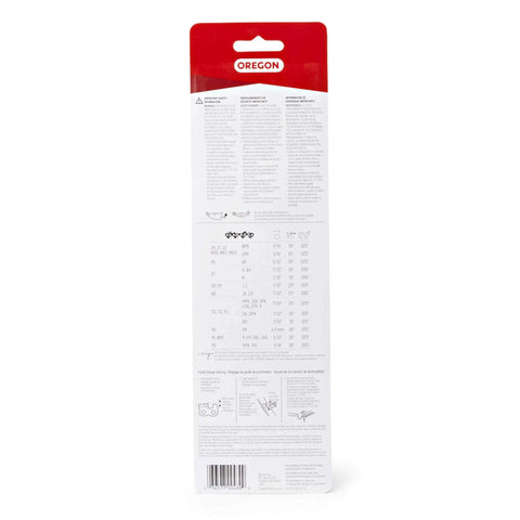 Back view of Chainsaw Chain Filing Guide With File For Precise, Easy Sharpening, 4.5mm Chain packaging, showing instructions and details.