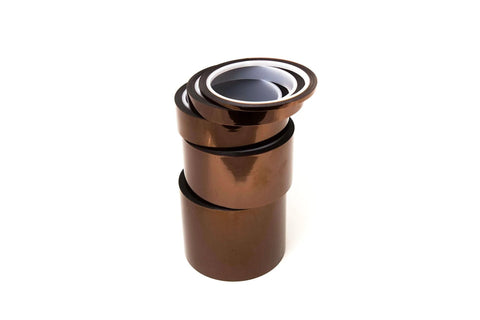 Stack of Kapton Polyimide Low Static Adhesive Tape, Three Inch Core, One Mil Thick, Thirty Six Yard Length, Half Inch Width