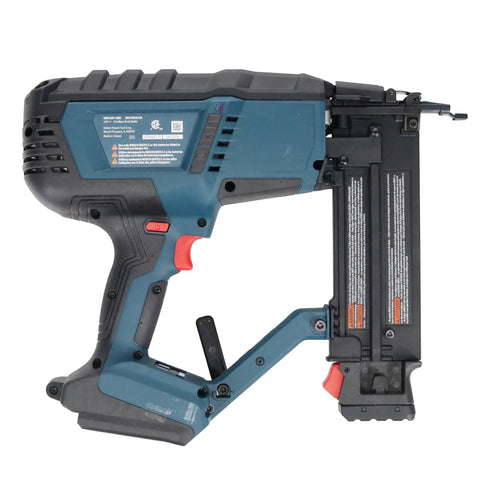 Pro Grade 18V Brushless 18 Gauge Cordless Brad Nailer Kit With 2.0 Ah Battery Charger showing side view for trim and cabinet work.