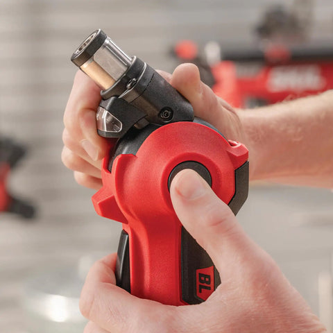 Close-up of Build Ready 12V Brushless Auto Hammer Kit handheld trigger, showcasing compact design and smooth operation.
