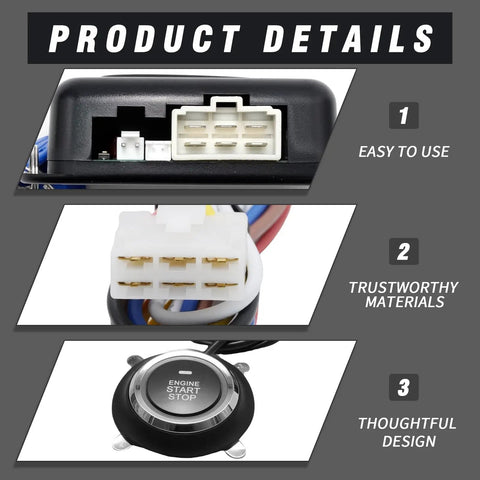 12V Car Alarm System With RFID Keyless Entry And Push Start Button Kit engine start stop details