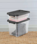 Box Stacker Modular Clear Storage Bin 16 Qt Organizer For Home And Garage Durable Plastic Stackable Bin With Secure Lid