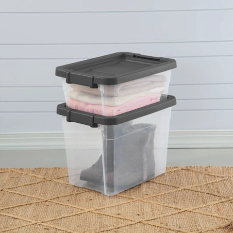 Box Stacker Modular Clear Storage Bin 16 Qt Organizer For Home And Garage Durable Plastic Stackable Bin With Secure Lid
