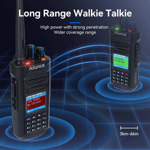 HD2 DMR Handheld Radio Dual Band Digital And Analog Two Way Radio With 500K Contacts And 3200mAh Battery shown in operation