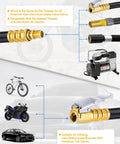 12 Inch Tire Inflator Extension Hose With Clip On Chuck And Presta Valve Adapter for inflating various vehicles
