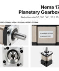 Heavy Duty Nema17 Planetary Gearbox Motor Reducer with eight millimeter input shaft and reduction ratios 5:1 to 25:1.