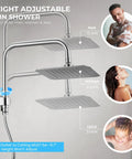 Dual Shower Head System With 8 Inch Rain Shower Head And Handheld Showerhead, height adjustable for all ages, chrome finish