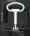 Heavy Duty Double Bit Enclosure Key Compatible With Rittal Cabinets Built Like A Tank For Rock Solid Performance No Fuss Zinc Alloy Chrome Finish showing dimensions