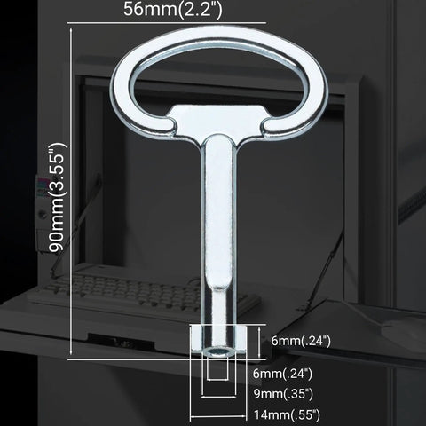 Heavy Duty Double Bit Enclosure Key Compatible With Rittal Cabinets Built Like A Tank For Rock Solid Performance No Fuss Zinc Alloy Chrome Finish showing dimensions