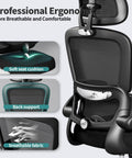 Ergonomic Mesh Office Chair With Wheels For Home Office, 330 Lb Capacity, showing soft seat cushion and breathable fabric