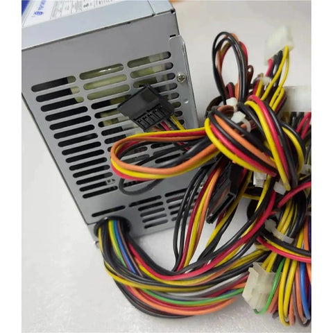 Industrial Control Computer Power Supply 460W Full Power, Beefed-Up Rugged 460 Watt DC PSU for Industrial PCs and Controllers, rear view with bundled cables